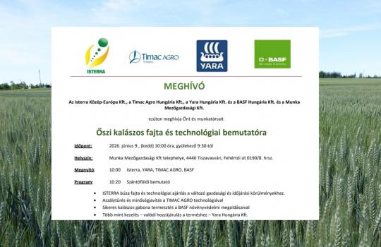 Őszi kalászos fajta és technológiai bemutató - Tiszavasvári