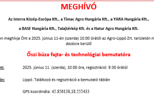 Őszi búza fajta- és technológiai bemutató - Lippó