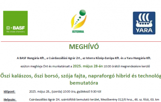 Őszi kalászos, őszi borsó, szója fajta, napraforgó hibrid és technológiai bemutató - Csárdaszállás
